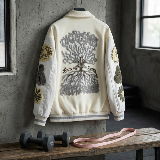 CNTH Oversized Baseball Jas Unisex Varsity Jacket met Geborduurde Details